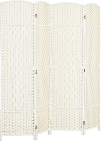 HOMCOM Biombo interior em madeira 4 painéis divisor de ambientes dobrável para sala quarto 180 x 180 cm branco | Aosom Portugal