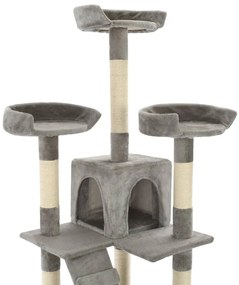 Árvore para gatos c/ postes arranhadores sisal 170 cm cinzento