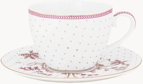 Chávenas de chá e pires em porcelana Jolie Dots, conjunto de 2