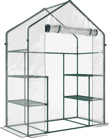Outsunny Estufa de Jardim com 4 Prateleiras Porta com Fecho de Correr para Cultivo de Plantas Flores Vegetais 142x73x195 cm Verde | Aosom Portugal