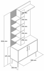 Hall Stand Viyana – Branco/Dourado – 90 cm x 35 cm x 202 cm
