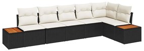 Conjunto de Sofá de Jardim de 6 Peças com Almofadas em Rattan Poliéste
