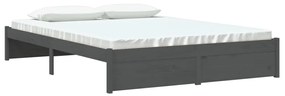 Estrutura de cama king 150x200 cm madeira maciça cinza