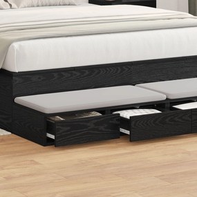 Gavetas pretas para cama VidaXL 140x36,5x16,5 cm em madeira de engenha