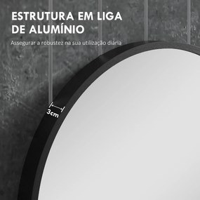 Espelho Casa de Banho Oval 40x3x70 cm Espelho Decorativo de Parede com Estrutura de Liga de Alumínio Horizontal ou Vertical Preto
