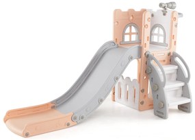 Escorregador interno em forma de L 6 em 1 para crianças de 1 a 3 anos com cesta de basquete - branco