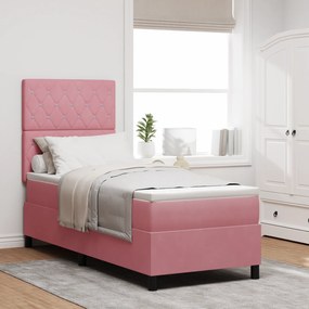 Cama Box com Colchão vidaXL Rosa 80x200 cm Veludo