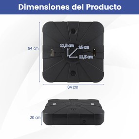 Base para guarda-sol de exterior com rodas 84 x 84 cm , de alta resistência, enchimento com água ou areia, portátil, para terraço, jardim ou piscina P