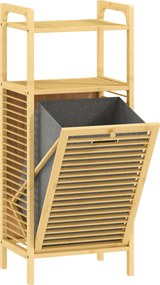 HOMCOM Armário para Roupa de Bambu Móvel Auxiliar para Casa de Banho 40x30x95 cm com 2 Prateleiras Abertas Cesto Amovível Madeira | Aosom Portugal
