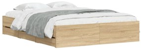 Estrutura de cama c/ gavetas derivados madeira carvalho sonoma