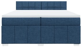 Cama com molas/colchão 200x200 cm tecido azul