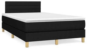 Cama box spring c/ colchão e LED 120x190 cm tecido preto