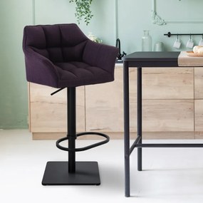 Banco de bar Damaso em tecido e com estrutura preta 64 x 88-113 x 45 cm Roxo