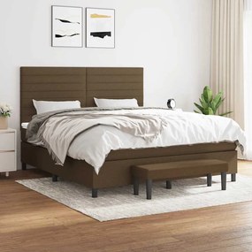vidaXL Cama com molas/colchão 180x200 cm tecido castanho-escuro