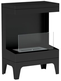 HOMCOM Lareira de Bioetanol com Depósito de 0,9L Apagador de Chamas de Aço Inoxidável Tempo de Combustão 3,3H para Interiores 15-20 m² 38x22x54 cm Preto