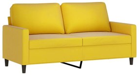 2 pcs conjunto de sofás com almofadões veludo amarelo