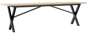 Mesa de centro estrutura em X 160x40x45cm pinho e aço