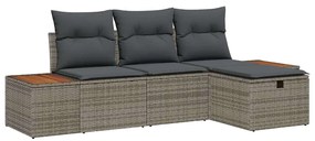 Conjunto de Sofá de Jardim vidaXL 4 Peças com Almofadas Cinzento Ratta