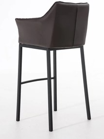 Banco de bar Damaso em couro sintético com estrutura preta 64 x 110 x 48 cm Castanho