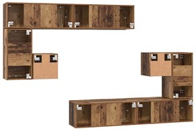 Conjunto de móvel de TV com armazenamento com porta 8 pcs Madeira Anti