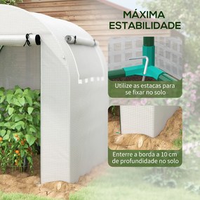 Estufa de Jardim 180x180x200 cm Estufa Tipo Túnel Pequena com Porta Enrolável e Janela de Malha para Cultivar Plantas Flores Branco