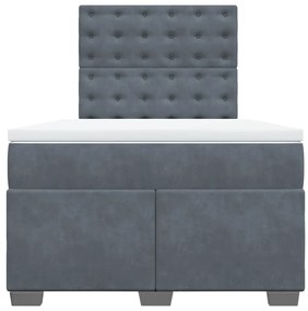 Cama boxspring com colchão 120x190 cm veludo cinzento-escuro