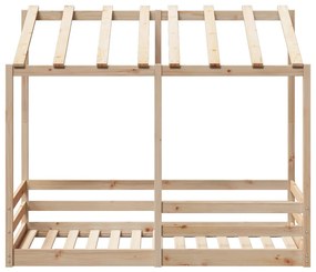 Cama infantil com telhado 70x140 cm madeira de pinho maciça