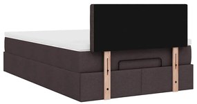 Cama otomana com colchão 120x200 cm tecido castanho escuro