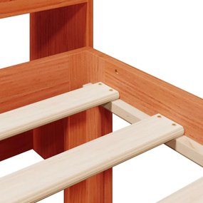 Cama com estante sem colchão 75x190cm pinho maciço castanho-mel