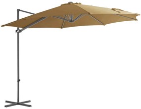 Guarda-sol cantilever c/ poste de aço 300 cm cinza-acastanhado