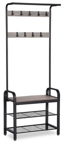 Cabide Bengaleiro entrada Hall com banco e sapateira 33,7 x 72 x 183 cm preto-greige
