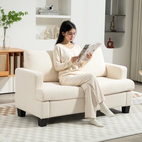 Sofá pequeno de 2 lugares com 140 (C) x 70 (P) x 85 (A) cm e almofadas de encosto removíveis, tecido chenille para sala de estar, quarto, escritório,
