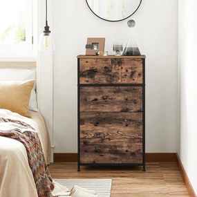 Cómoda com gavetas em tecido 56 x 30 x 89,3 cm Castanho Vintage-preto