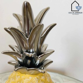 Ananas Amarelo&amp;Prata | Cerâmica | 7.5x7.5x18.5CM