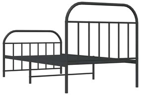 Estrutura de cama com cabeceira e pés 100x190 cm metal preto
