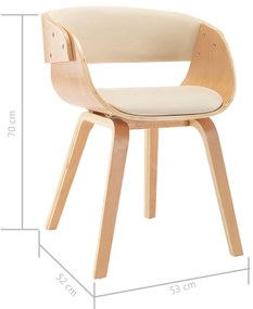 Cadeiras jantar 2 pcs madeira curvada e couro artificial creme