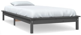 Estrutura de cama 90x200 cm pinho maciço cinzento