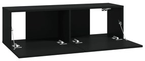 Móveis de TV p/ parede 2pcs 100x30x30cm derivados madeira preto