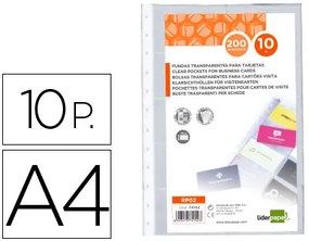 Recarga para Porta Cartoes Argolas Din A4 Bolsa de 10 Unidades