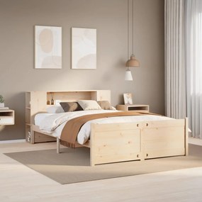 vidaXL Cama com estante sem colchão 120x200 cm pinho maciço
