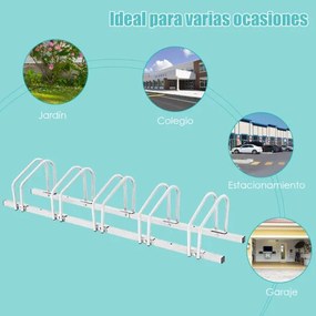 Suporte para bicicletas para 5 bicicletas Suporte para bicicletas para casa, jardim, garagem, parque 150 x 32,5 x 26 cm Prata
