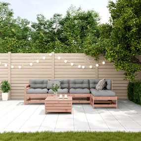 6 pcs conj. lounge jardim c/ almofadões madeira douglas maciça