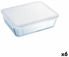 Lancheira Retangular com Tampa Pyrex Cook & Freeze 25 X 20 cm Transparente Silicone Vidro 2,6 L (6 Unidades)