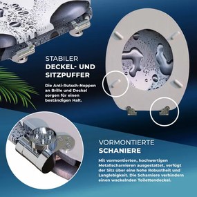Assento sanitário Waterdrops com descida automática 45,7 x 38 cm Cinzento + Antracite