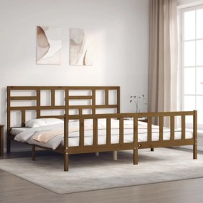 vidaXL Estrutura cama c/ cabeceira 200x200cm maciço castanho-mel
