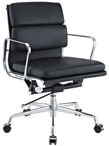 Cadeira de escriório EA24M, giratório, aluminio, pele top preta