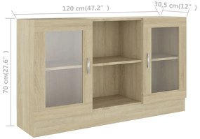 Armário vitrine derivados de madeira carvalho sonoma