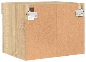Mesa de cabeceira de parede com luzes LED carvalho sonoma