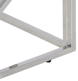 Mesa de centro aço inoxidável e vidro temperado prateado