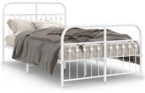 Estrutura de cama com cabeceira e pés 120x200 cm metal branco